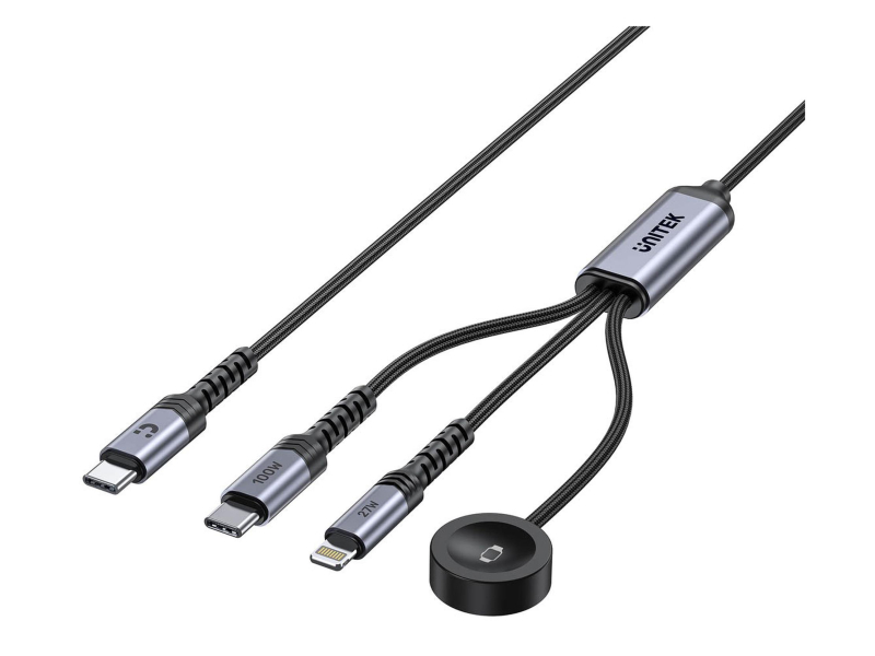 Unitek Kabel 3w1 USB-C Lightning Apple Watch PD 100W 480Mbps 1,2m