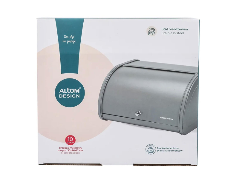 Altom Chlebak metalowy 30x26x17 cm szary