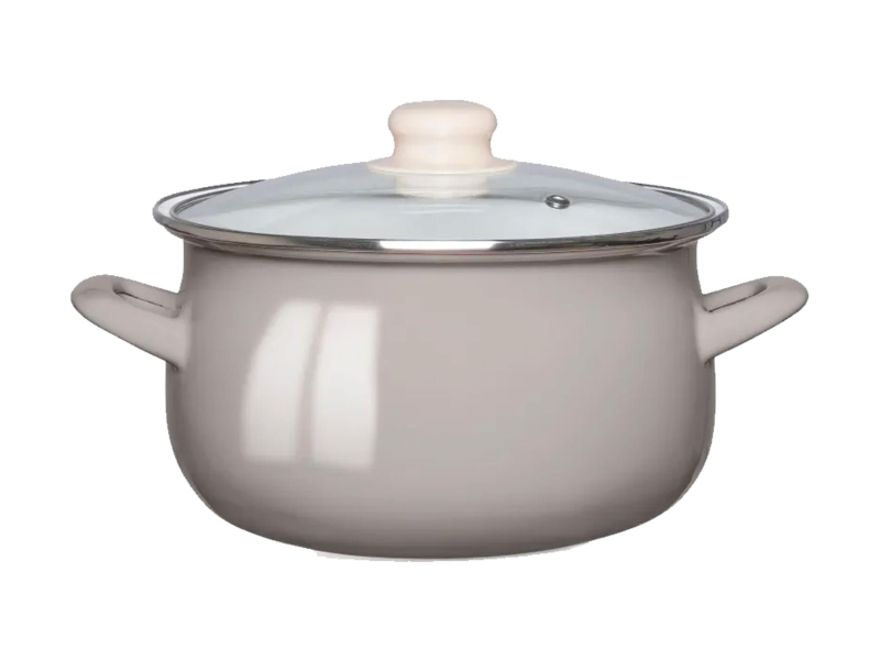 Altom Garnek emaliowany 18cm z pokrywą szklaną 1,9l taupe
