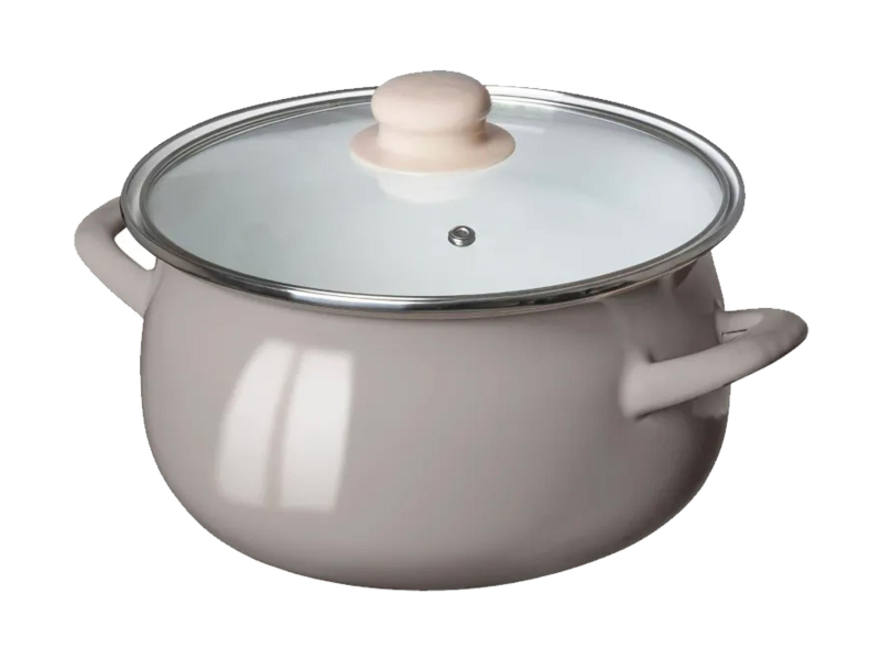 Altom Garnek emaliowany 18cm z pokrywą szklaną 1,9l taupe