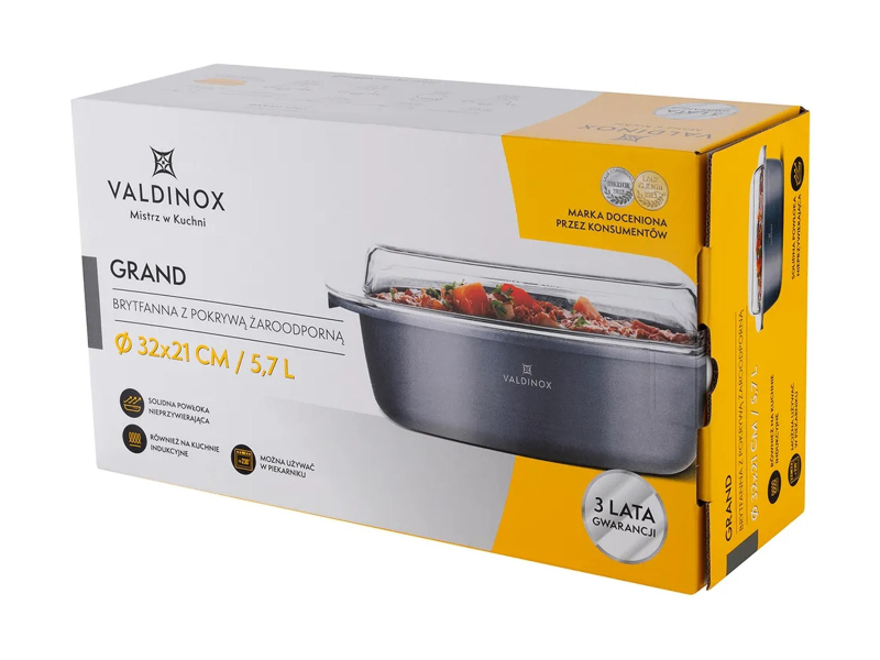 Altom Valdinox Grand brytfanna 32x21cm prostokątna z pokrywą żaro