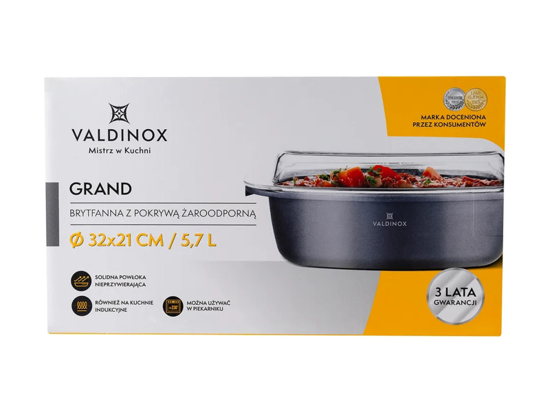 Altom Valdinox Grand brytfanna 32x21cm prostokątna z pokrywą żaro
