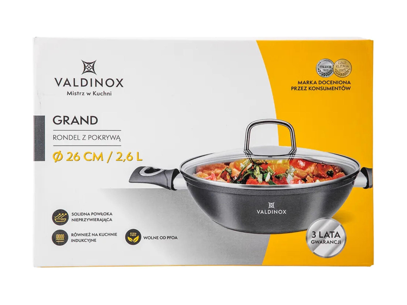 Altom Valdinox Grand rondel 26cm 2,6l. z pokrywą szklaną