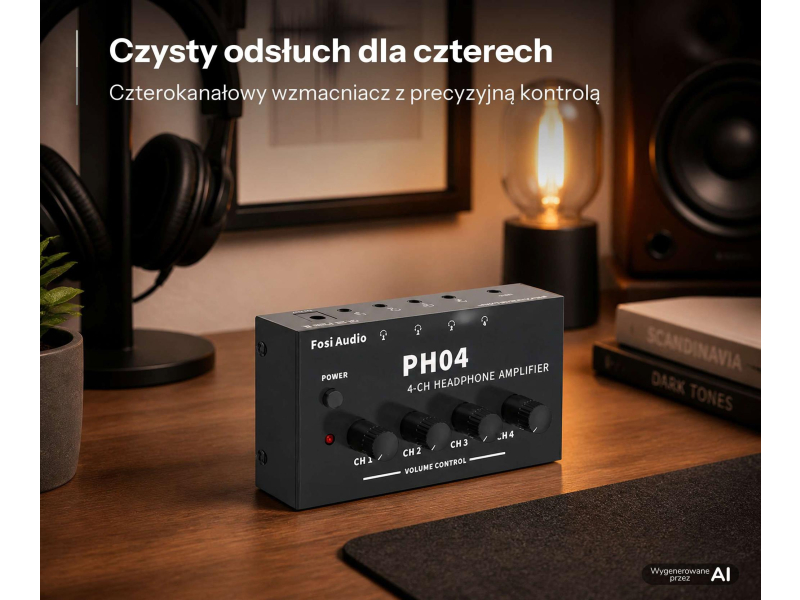 Fosi Audio PH04 - Wzmacniacz słuchakowy dla 4 par słuchawek