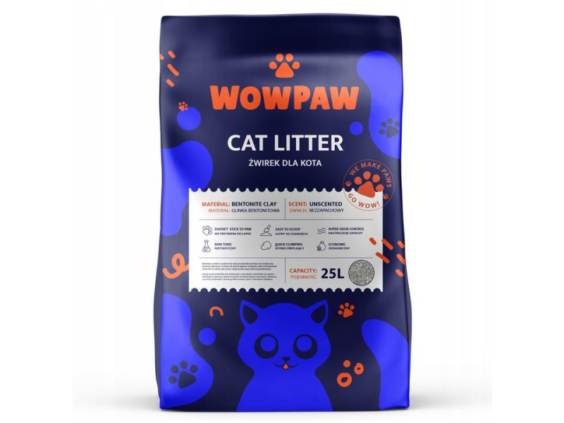 WowPaw Żwirek bentonitowy bezzapachowy 25l
