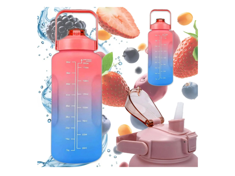 ExtraLink Butelka motywacyjna bidon na wodę 2000ml czerwono-niebieska