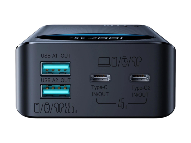 JoyRoom Powerbank 20000 mAh 45W z wyświetlaczem 2x USB-A 2x USB-C