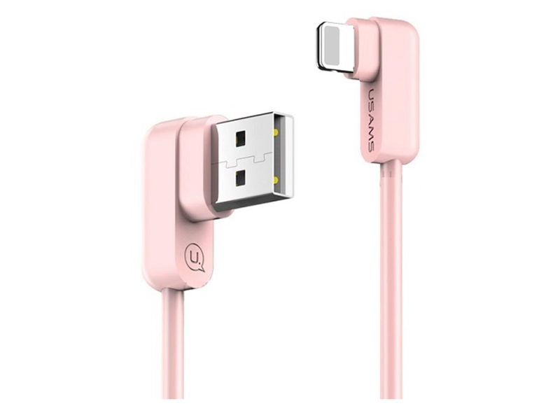 USAMS Kabel kątowy U-flow Lightning 1,2m 2A różowy