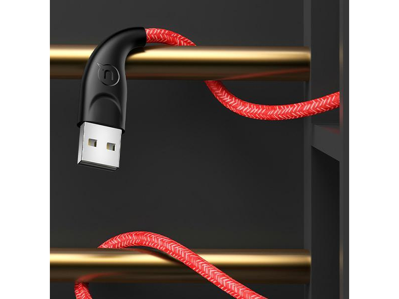 USAMS Kabel pleciony U41 microUSB 1m 2A czerwony