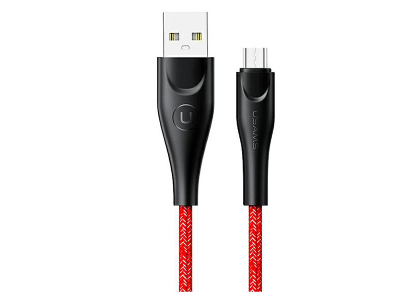 USAMS Kabel pleciony U41 microUSB 1m 2A czerwony