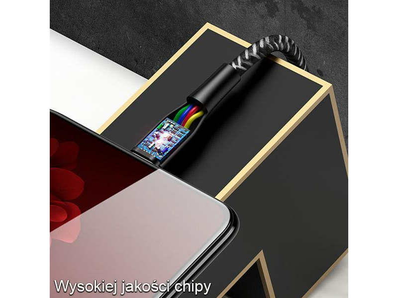 USAMS Kabel pleciony U41 microUSB 1m 2A czerwony