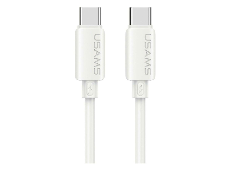 USAMS Kabe 60W 3A Silicone Fast Charging USB-C do USB-C biały