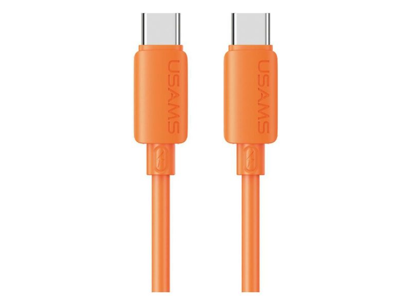 USAMS Kabel 60W 3A Silicone Fast Charging USB-C do USB-C pomarańcz
