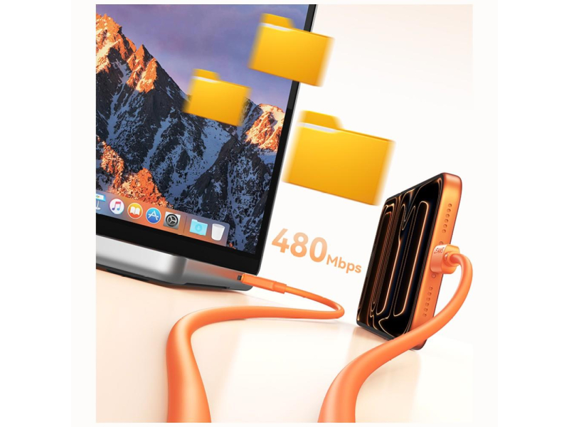 USAMS Kabel 60W 3A Silicone Fast Charging USB-C do USB-C pomarańcz