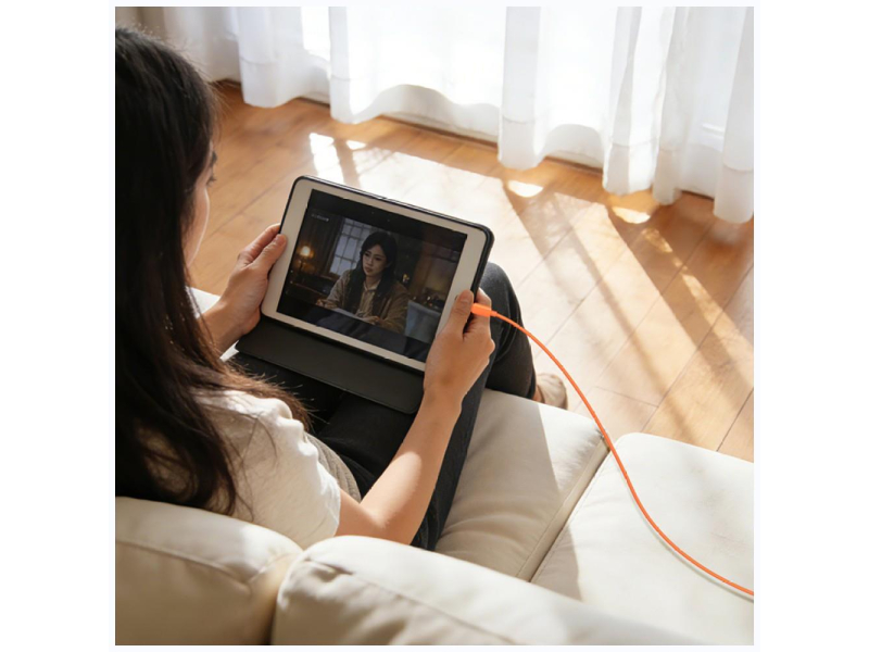 USAMS Kabel 60W 3A Silicone Fast Charging USB-C do USB-C pomarańcz