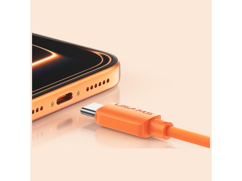 USAMS Kabel 60W 3A Silicone Fast Charging USB-C do USB-C pomarańcz