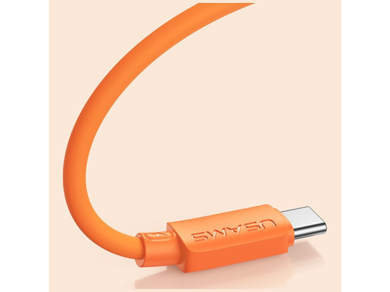 USAMS Kabel 60W 3A Silicone Fast Charging USB-C do USB-C pomarańcz