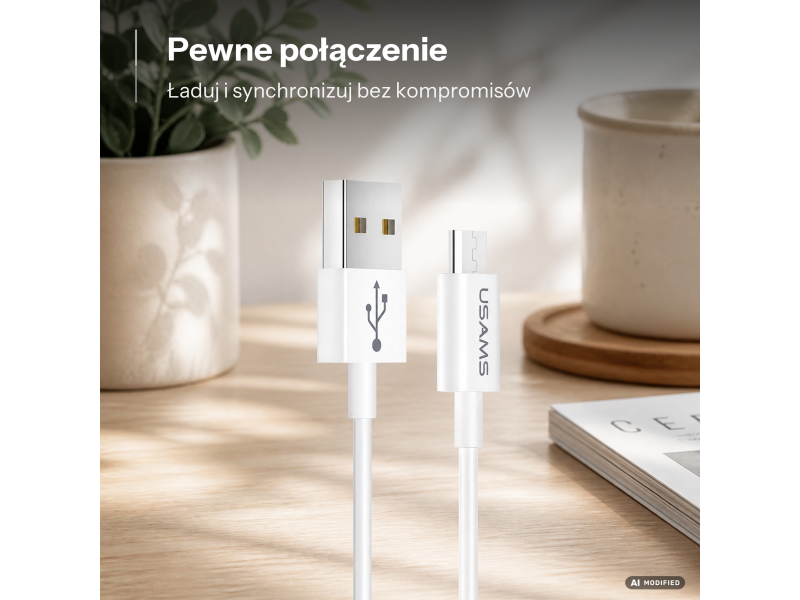 USAMS Kabel U23 microUSB 2A Fast Charge 1m biały