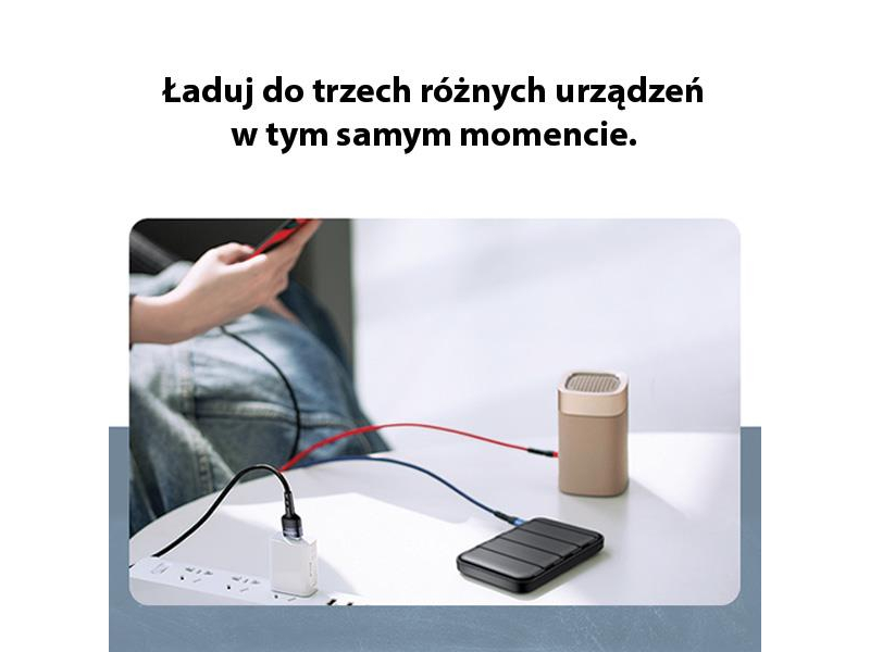 USAMS Kabel pleciony 3w1 0,35m 2A (lightning/microUSB/USB-C)