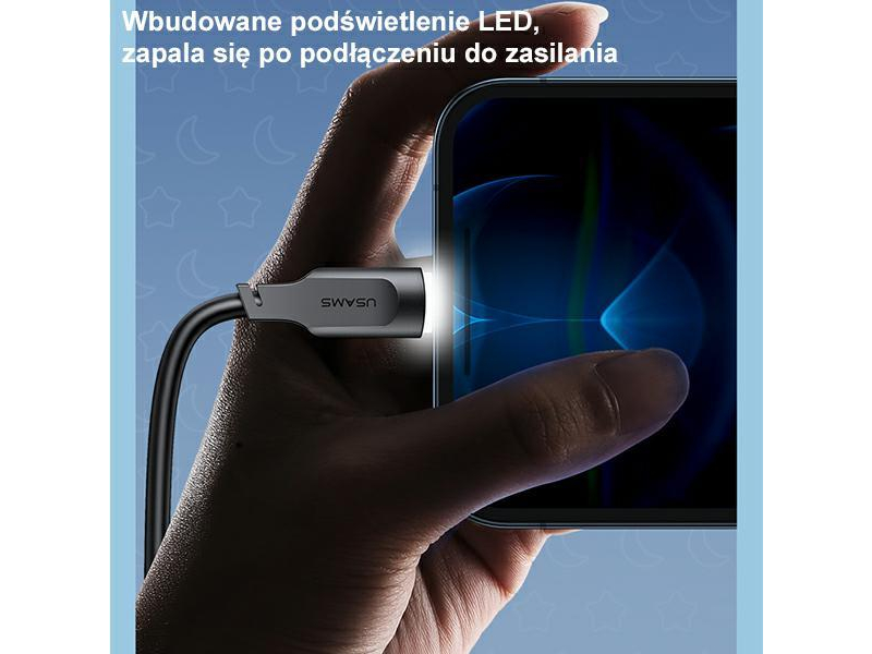 USAMS Kabel lightning 2,4A 1,2m Fast Charging purpurowy
