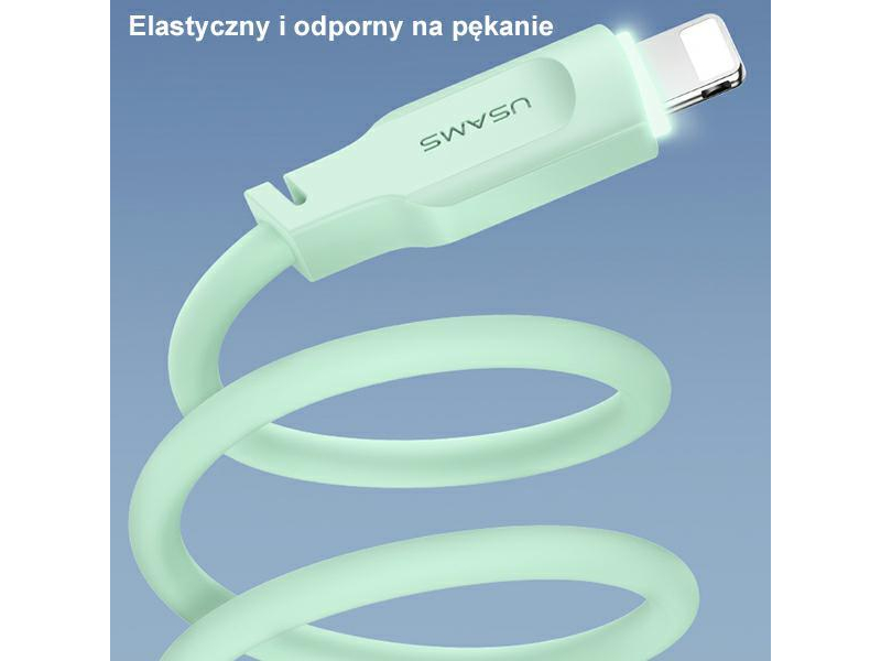 USAMS Kabel lightning 2,4A 1,2m Fast Charging purpurowy