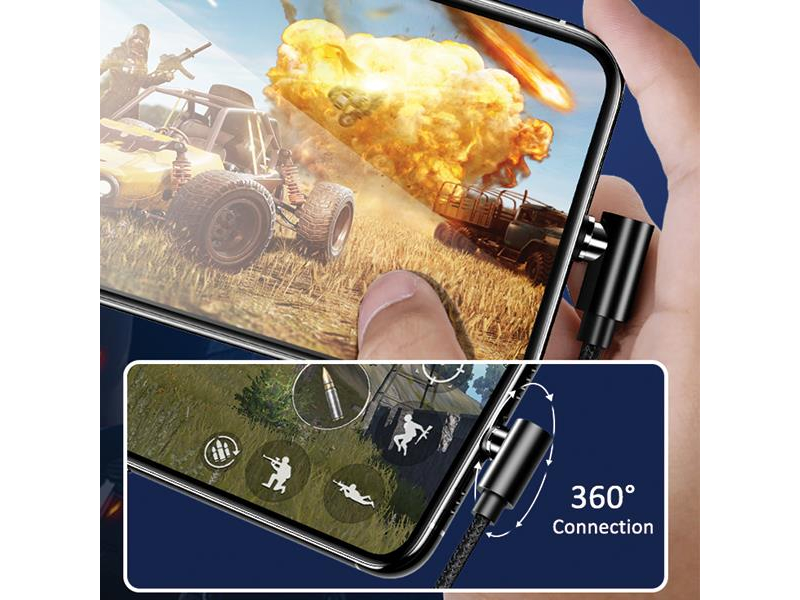 USAMS Kabel lightning 1m kątowy magnetyczny czerwony
