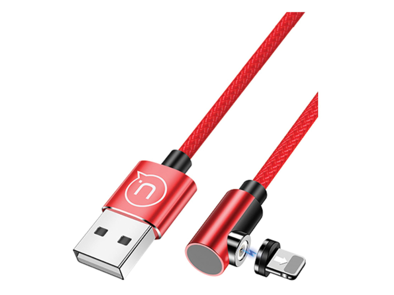 USAMS Kabel lightning 1m kątowy magnetyczny czerwony