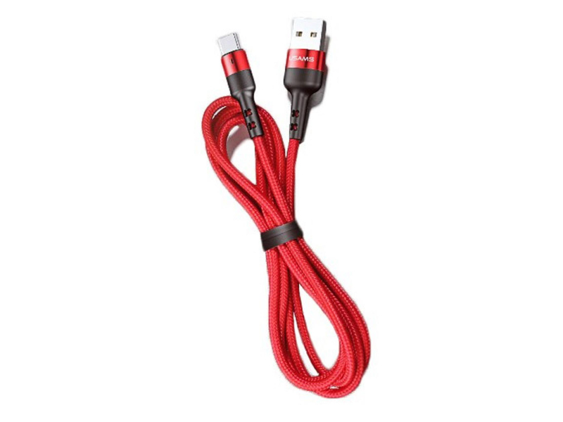USAMS Kabel pleciony lightning 1m 2A Fast Charging czerwony