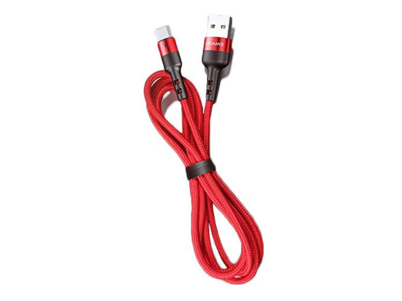 USAMS Kabel pleciony U26 USB-C 1m 3A Fast Charging czerwony