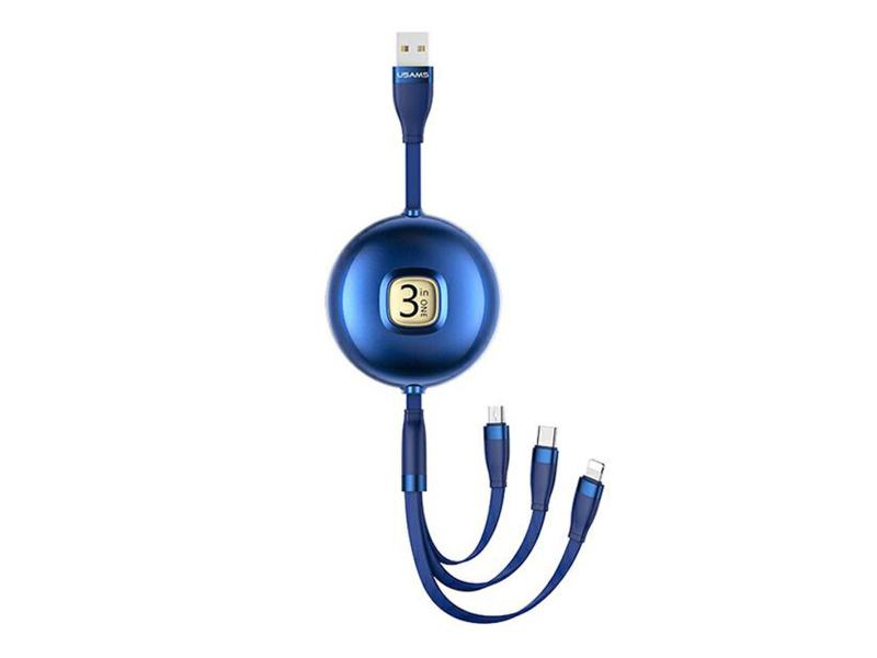 USAMS Kabel 3w1 1m niebieski/blue(lightning/microUSB/USB-C