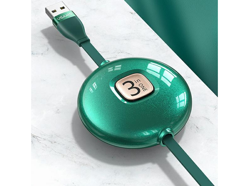 USAMS Kabel 3w1 1m niebieski/blue(lightning/microUSB/USB-C