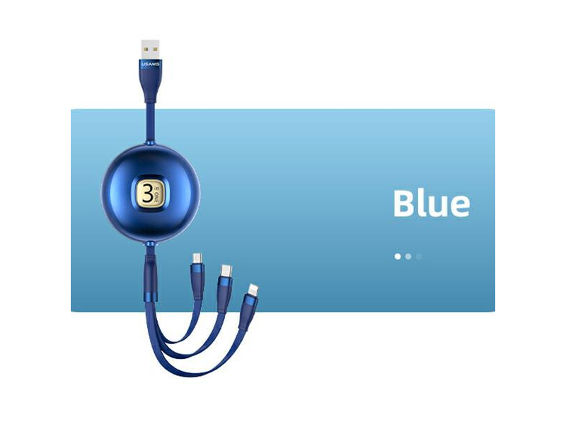 USAMS Kabel 3w1 1m niebieski/blue(lightning/microUSB/USB-C