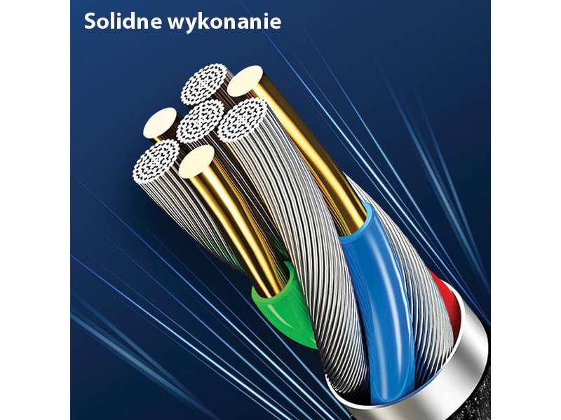 USAMS Kabel pleciony microUSB 1,2m Power-off 2A czarny