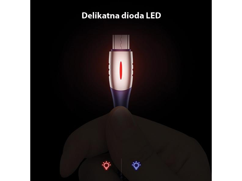 USAMS Kabel pleciony microUSB 1,2m Power-off 2A czarny