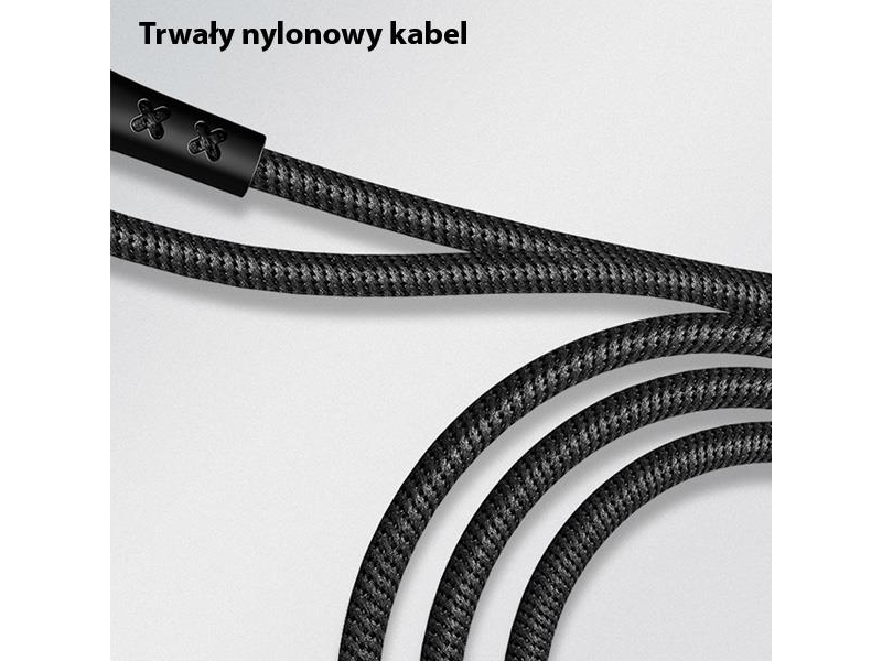 USAMS Kabel pleciony microUSB 1,2m Power-off 2A czarny