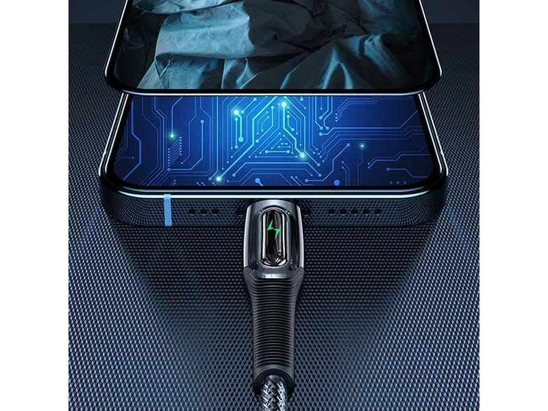 USAMS Kabel pleciony C/Lightning Smart Power-off 20W 1,2m zielony