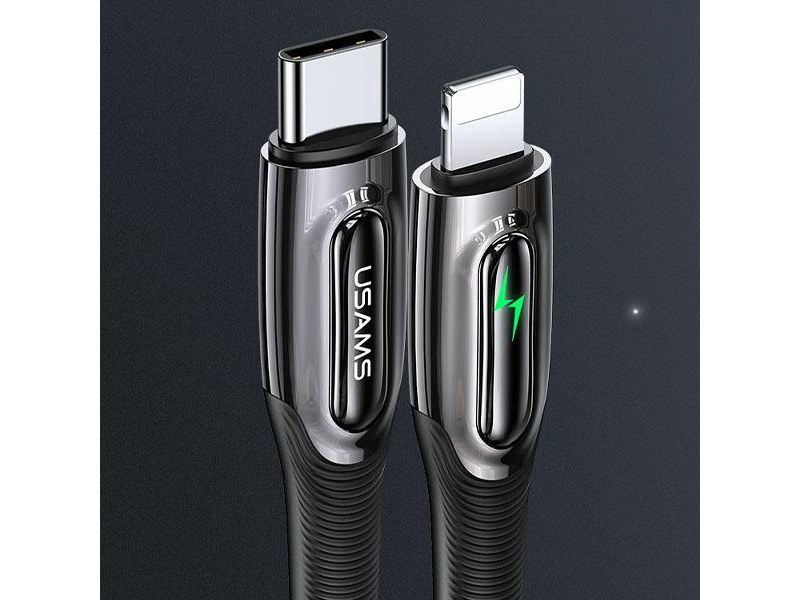 USAMS Kabel pleciony C/Lightning Smart Power-off 20W 1,2m zielony