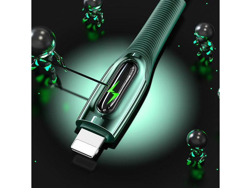 USAMS Kabel pleciony C/Lightning Smart Power-off 20W 1,2m zielony