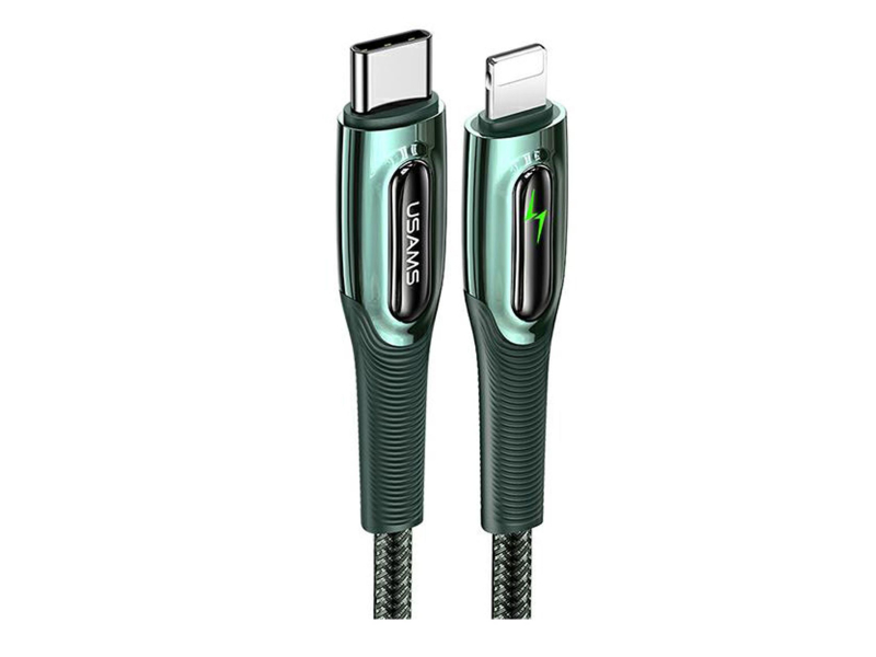 USAMS Kabel pleciony C/Lightning Smart Power-off 20W 1,2m zielony