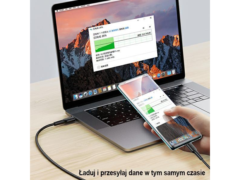 USAMS Kabel USB-C na USB-C 100W PDFast Charge 5A 1,2m czarny