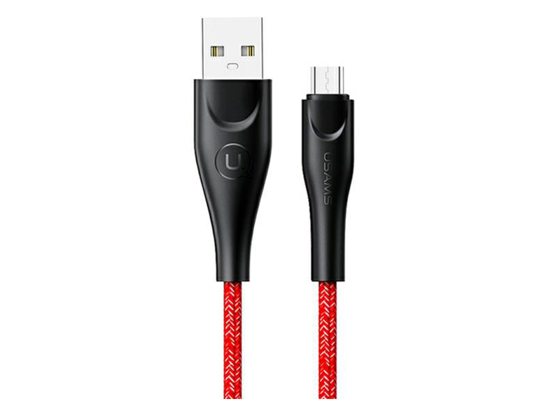 USAMS Kabel pleciony U41 microUSB 2m 2A czerwony Fast Charge