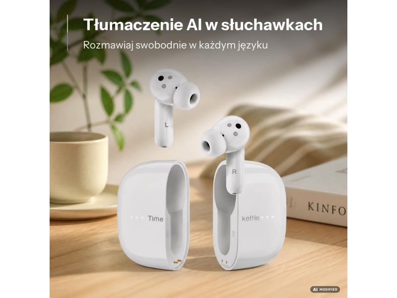 TimeKettle Słuchawki Tłumaczące M3 Offline białe