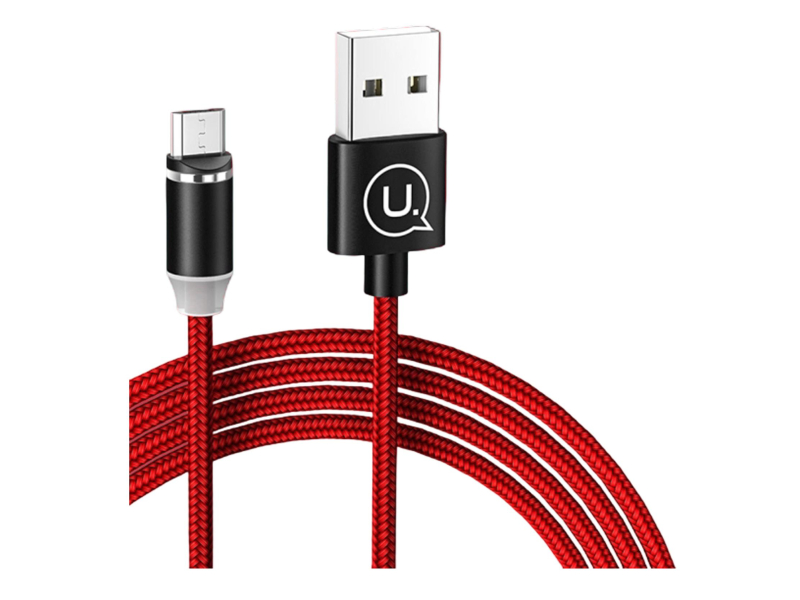 USAMS Kabel magnetyczny U-Sure microUSB1m 2,1A pleciony czerwony