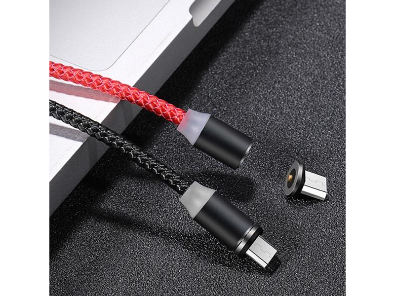 USAMS Kabel magnetyczny U-Sure microUSB1m 2,1A pleciony czerwony