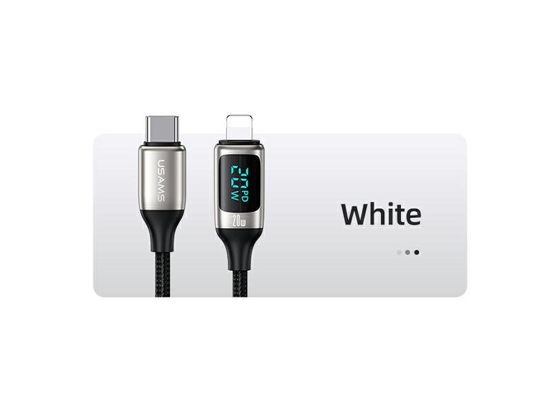 USAMS Kabel pleciony USB-C/Lightning LED 1,2m 20W PD Fast Charge