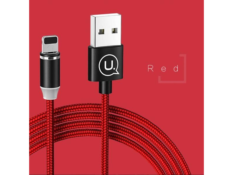 USAMS Kabel magnetyczny U-Sure lightning 1m 2,1A pleciony czerwony
