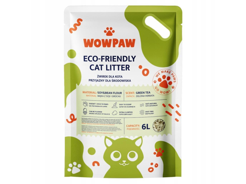 WowPaw Żwirek tofu zielona herbata 6l
