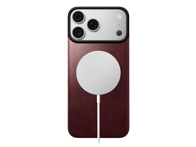Nomad Magnetic Leather Back iPhone 18 Pro / 17 Pro MagSafe (burgundowy)