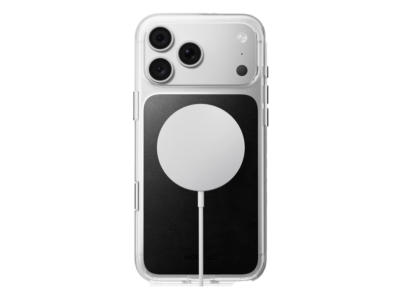 Nomad Clear Leather Case do iPhone 18 Pro / 17 Pro MagSafe (black)