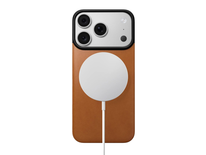 Nomad Magnetic Leather Back iPhone 18 Pro / 17 Pro MagSafe (saddle)